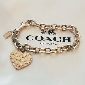 Coach 925 Y2K Heart Sterling Silver Charm Bracelet